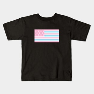 TRANSGENDER USA FLAG - PALE BLUE, WHITE AND PINK TRANSGENDER FLAG, INVERTED COLOURS Kids T-Shirt